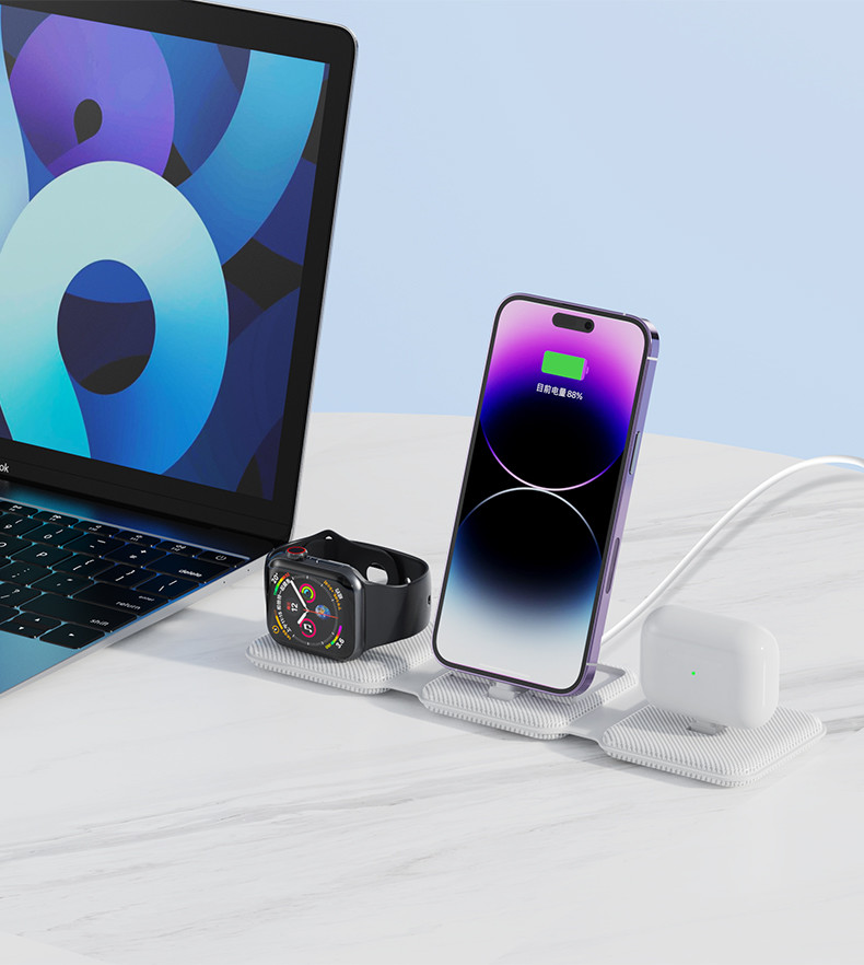 Foldable 3 In 1 Wireless Charger Magnetic Vertical Fast Speed