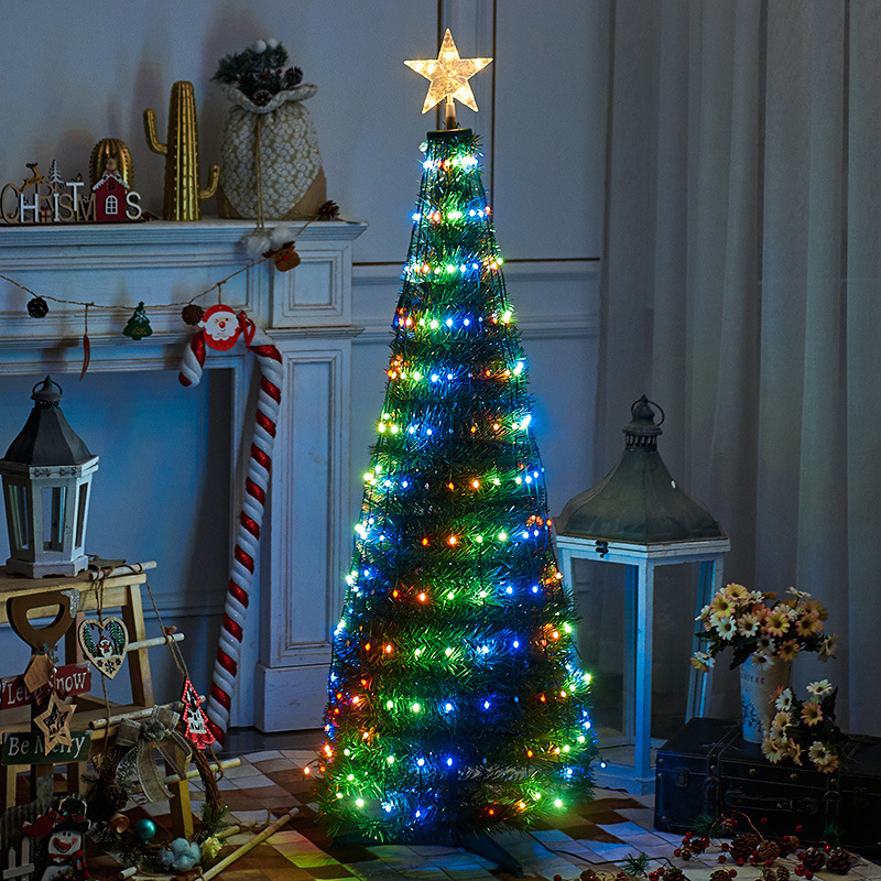 1.2m/1.5m/1.8m Christmas Tree Crystal Pendants Decor LED Light String Festoon Fairy Lights New Year Party Decor Lamp Garland