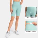 Anti UV Ladies Yoga Sports Shorts Leggings Running Pants With Waistband Pocket