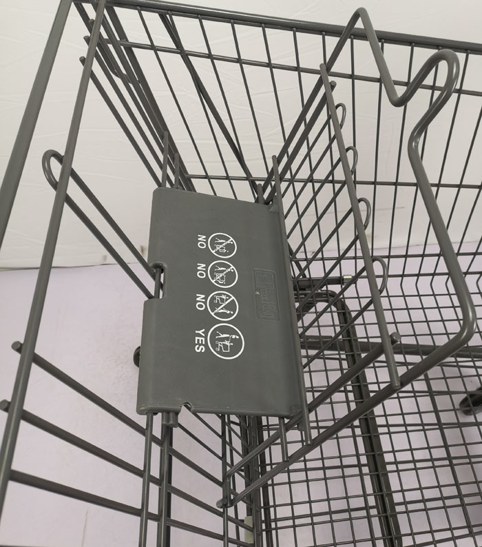 150L Grey Metal Shopping Trolley Zinc Powder Coating Steel Shopping Cart