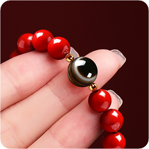 Evil Eye Beaded Red Cinnabar Bracelet for Women