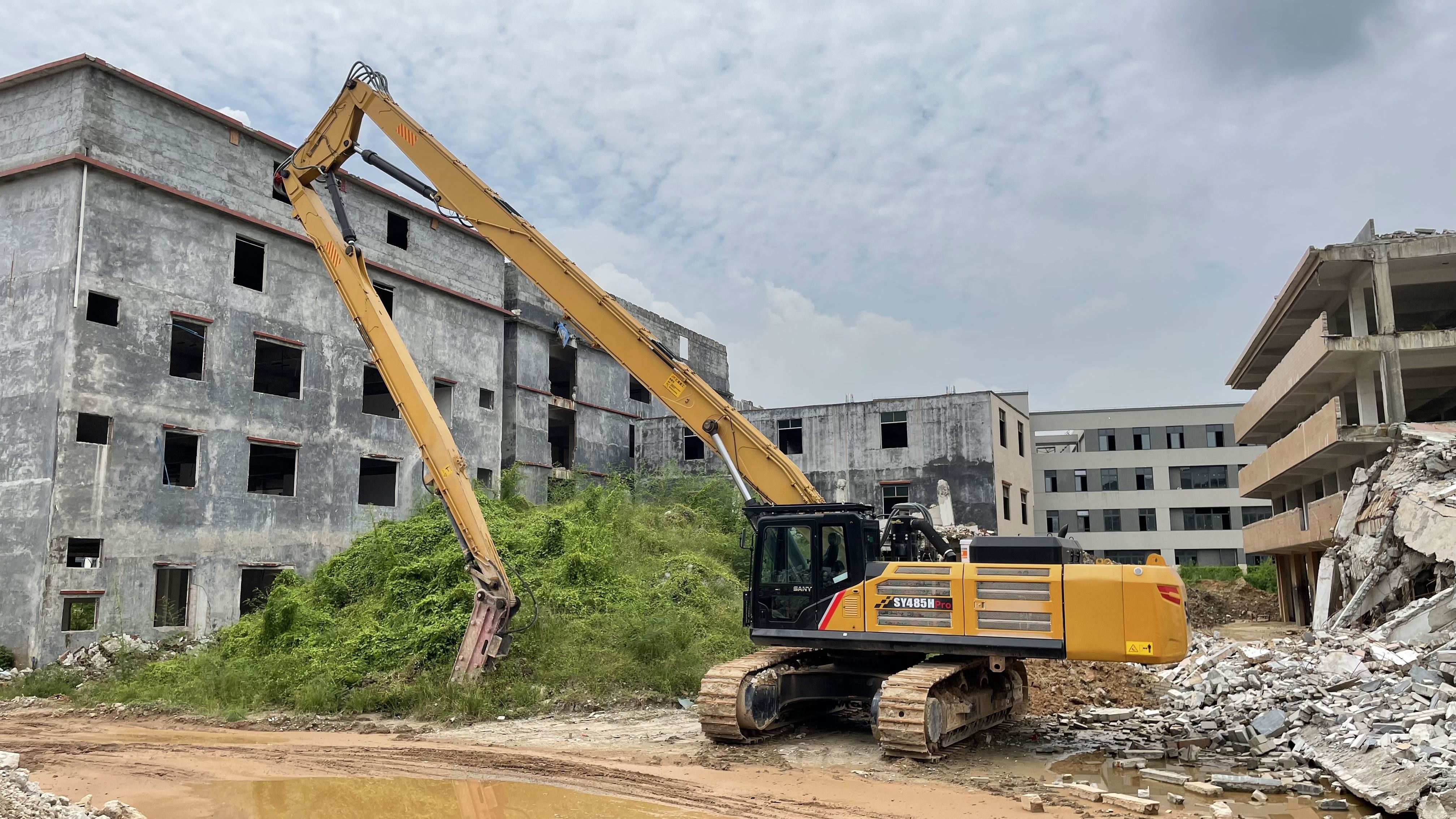 HT Excavator High Reach And Arm Extension Boom For Building Demolition For 25 30 50 60 Ton Excavator