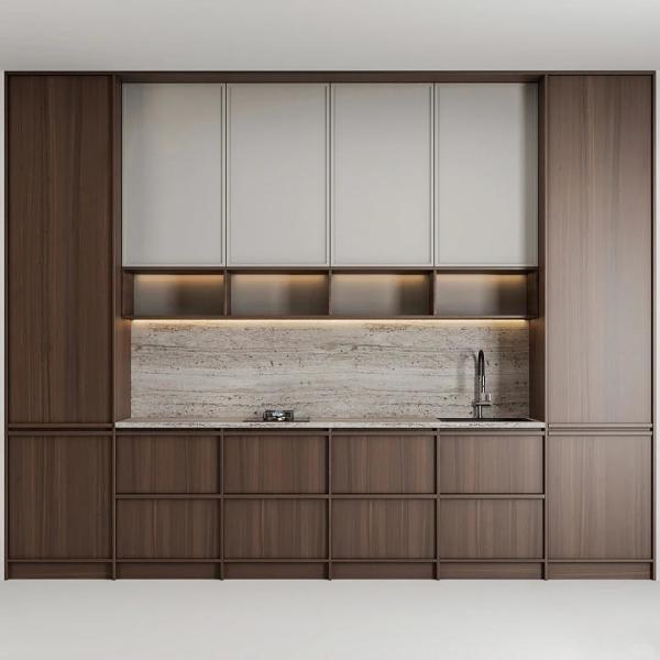 Buy cheap Antique Ash Solid Wood Assembled Kitchen Cabinet Frame-line Door Panel Wood Veneer Kitchen Cabinet from wholesalers