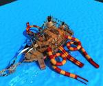 ROHS Mini Water Park Equipment Wood Pirate Ship With Fiberglass Slide