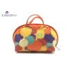 Buy cheap Fashion Lady Handbag Fabric Makeup Bag Orange Leather Handle Size 21X14X16cm from wholesalers