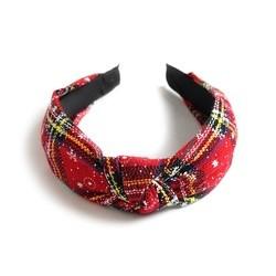 Elastic Cross Christmas Hair Ribbon Bands Christmas Plaid Knot Headband Gifts