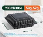 Meal Prep Containers, 65 Pack Clamshell Food Containers 7.8 Inch Black 3