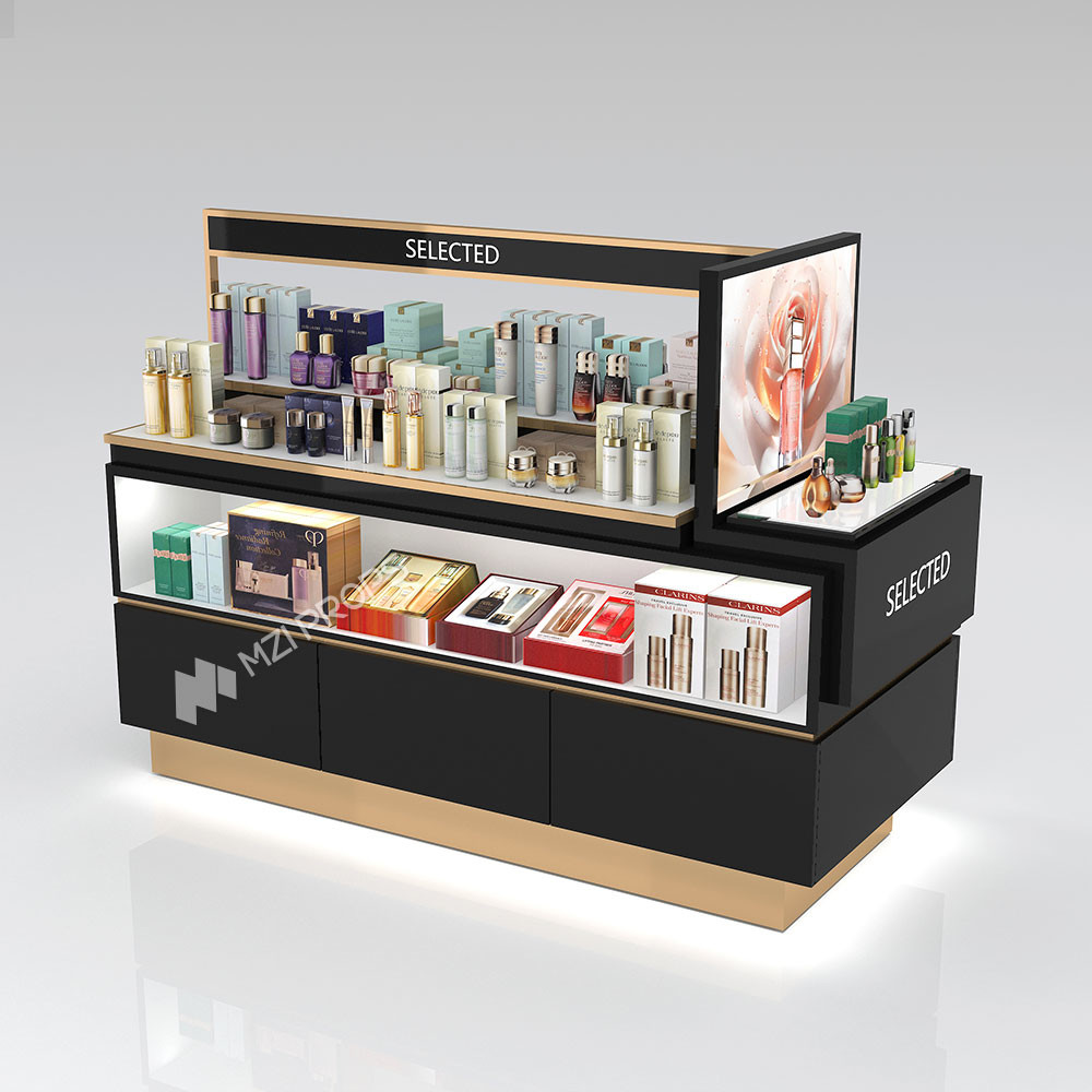 Branded Skincare Shop Fitting Imported Product Display Stand with Light-box for Beauty Shop Decoration and Retail Store Design