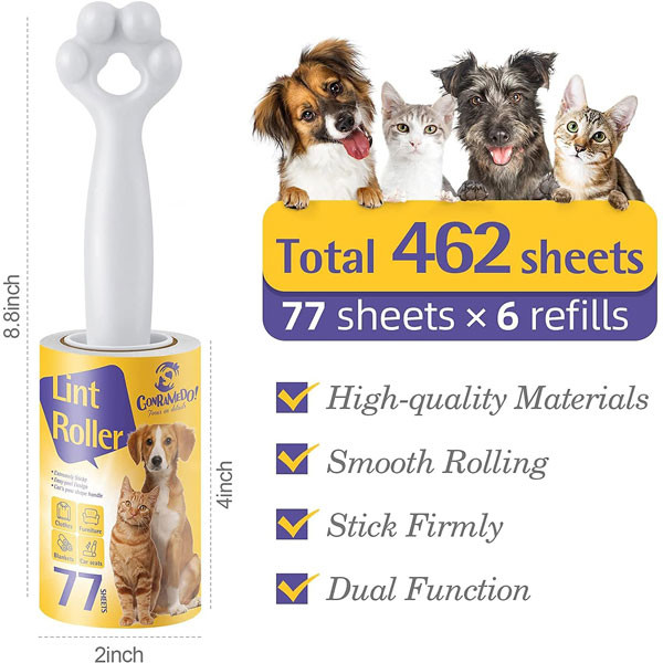 Plastic Cat Paw Shaped Lint Remover Roller Sticky Roller For Clothes Blankets Car Seats