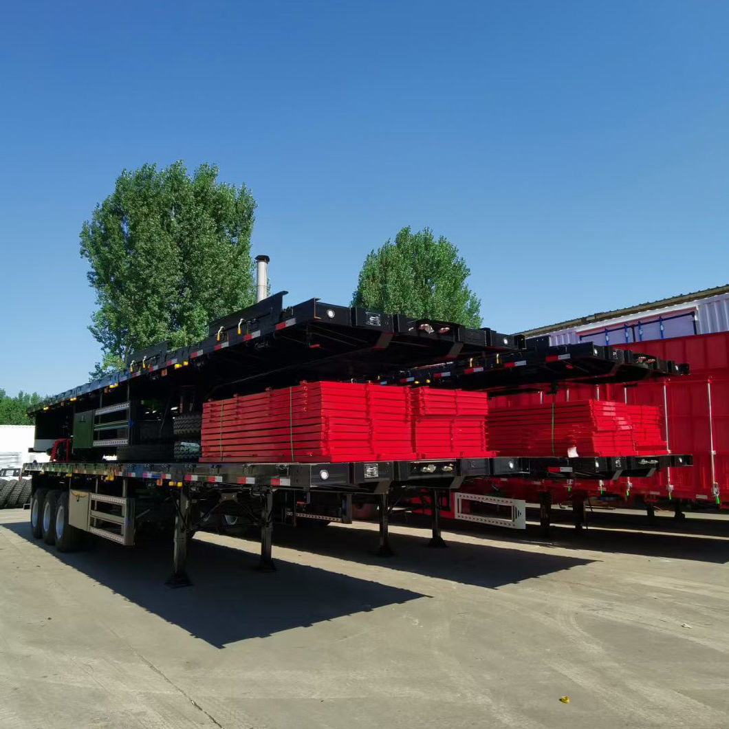 3 Axles 40FT Container Transport Platform Flatbed Semi Trailer with 40 Ton 60 Tons Capacity