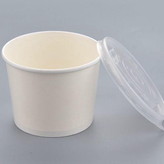 Buy cheap 500 ml disposable paper bowl white thickening round packaging paper box with lid from wholesalers