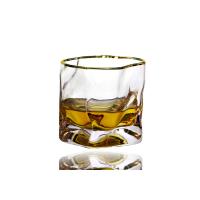 Buy cheap Golden Rim Hand Blown 95mm 7 Oz Twist Whiskey Glasses Irregular Shape, Lead Free product