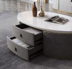 1.4m Customized Coffee Table Round Matted Marble Top
