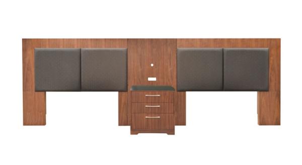 Buy cheap Walnut wood veneer upholstery king/queen size wooden headbaord for 5-star hotel bedroom furniture from wholesalers