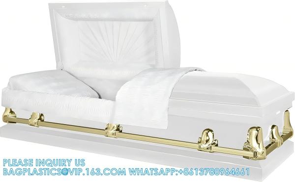 Casket Orion Series Steel Casket (White And Gold) Handcrafted Funeral Casket -