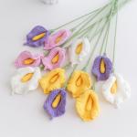 Handmade Yarn Flower Bouquet - Knitted Calla Lily Artificial Blooms, Crochet
