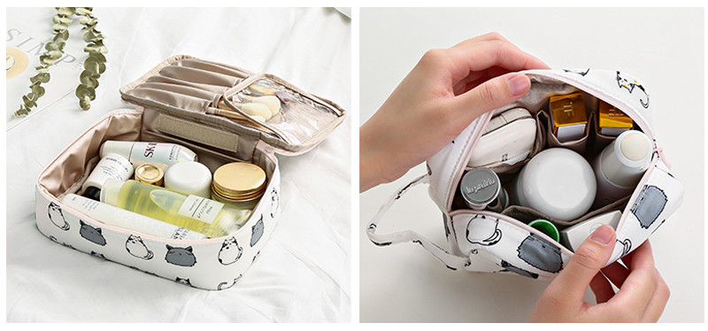 Cartoon Ladies Polyester Cosmetic Bag For Travel
