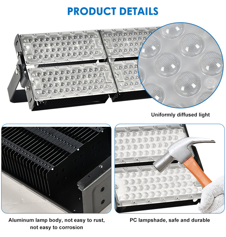 100w-1000w Led Modular Floodlight Weather Resistant 3000K