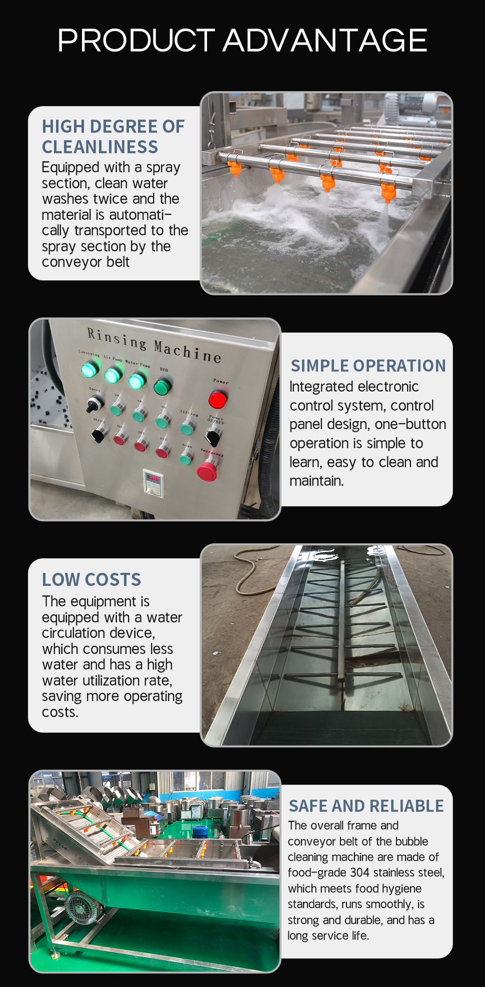 OEM/ODM Bubble Washing Line Cleaning Machine For Vegetables Fruits Mushrooms