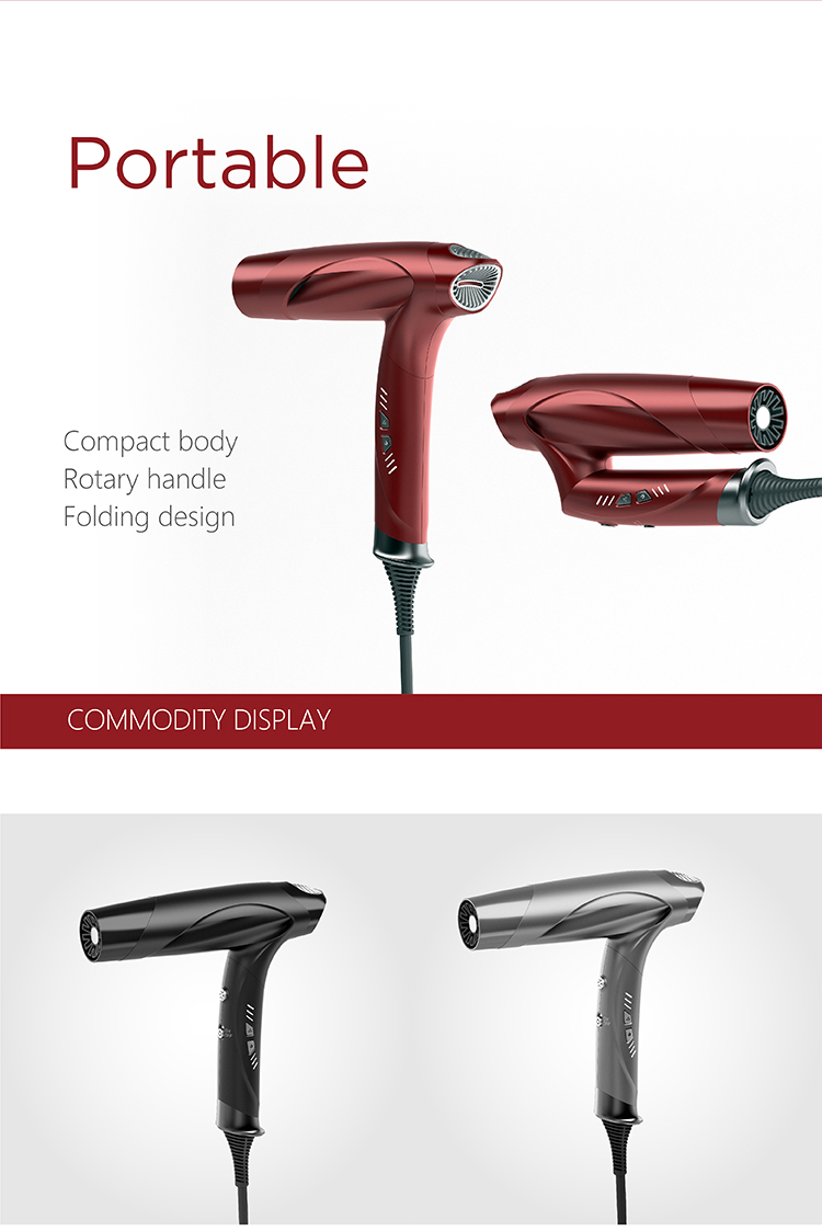 Low Noise Ion Hair Dryer With Nozzle Hot & Cold Air Speed Adjustment Styling Tool
