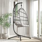 Black Hanging Swing Chair With Iron Tube Frame And Comfortable Design