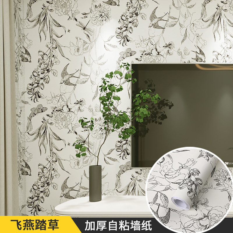 61cm/122cm Width Waterproof Peel Stick Vinyl 3D Wall Paper Roll Natural Flower Mural Wallpaper Sticker for Home Decoration