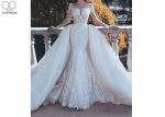 Buy cheap Outside Mermaid Ballgown Bridal Gowns Beading 2 In 1 Long Train Lace from wholesalers