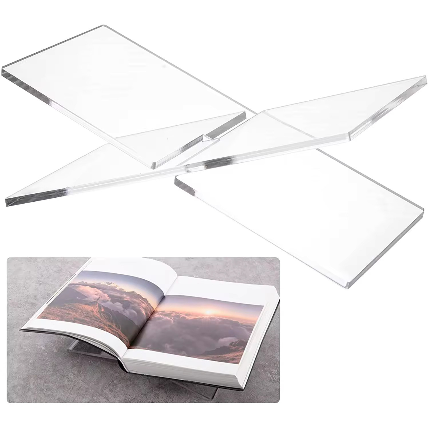 Stylish Design Assembled Acrylic Book Stand , Lucite Book Holder Custom Color