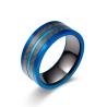 Buy cheap High Polished Stainless Steel Love Wedding Band Blue Plated Dome Groove Couples Engagement Rings from wholesalers