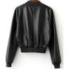 Buy cheap Ladies PU Leather Down Jacket , Zipper Short Warm Black Leather Bomber Jacket from wholesalers
