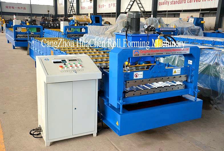 High Speed Roof Sheet / Wall Panel Roll Forming Machine With Chain Drive PLC Control