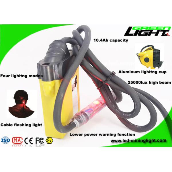 348lum Rechargeable Corded Miners Cap Light 10.4Ah With Low Power Warning