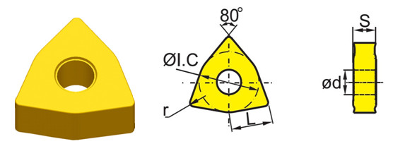 WCMX040208R,WNMA060404,YNMX1812L,Yellow CNC Turning Inserts / Hardness Lathe Tool Holders Carbide Inserts