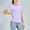 Buy cheap Nude Feeling Women'S Short Sleeve Yoga Tops Mesh Stitching Womens Running T Shirt from wholesalers