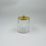 Glass Bathroom Accessories Clear Ribbed Vertical Stripe Luxury Lotion Bottle