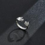 Finger Ring For Women 925 Sterling Silver Double Hand Shape Ring
