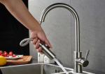 Pull Down Flexible Brushed Nickel Kitchen Faucet 10 - 90 Degree Working Temp