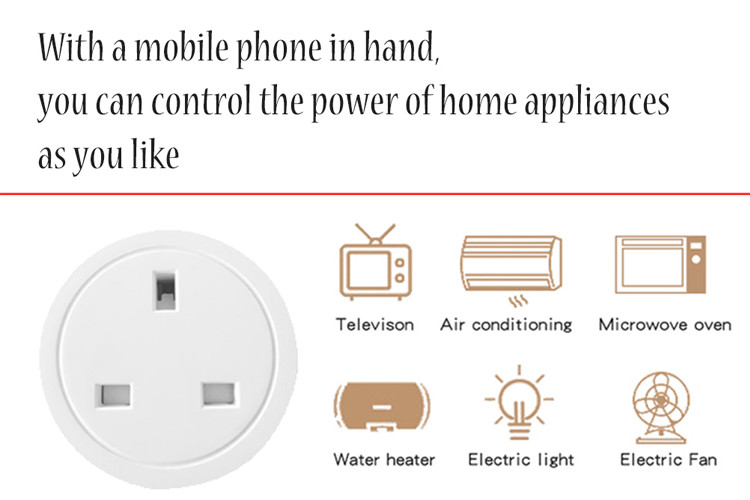 Wireless 2200w 16A UK Wall Plug 3 Pin Socket For Google Home Alexa