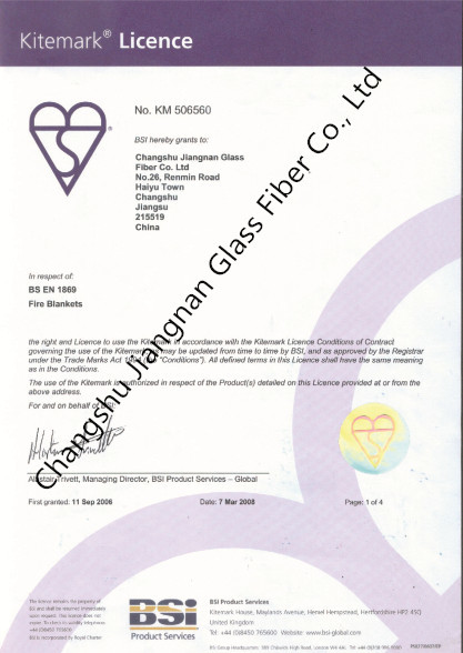 CS06 Fire Resistant Blanket , Fibreglass Fire Blanket BSI BS EN 1869 Certificate