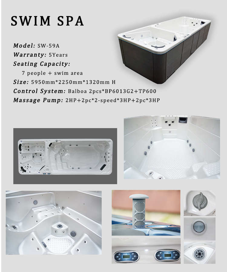 5 Meters New Design Acrylic Endless Swimming Pool Outdoor Swim Spa Hot Tub