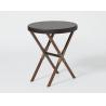 Buy cheap Antique brushed bronze metal base with upholstered leather top round hotel guestroom side table from wholesalers