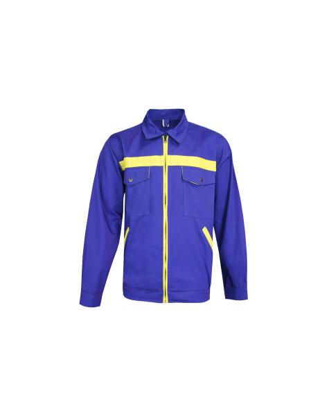 Buy cheap 240 GSM Blue Contrast Yellow Workwear Jacket 65% Polyester 35% Cotton Twill 3/1 from wholesalers
