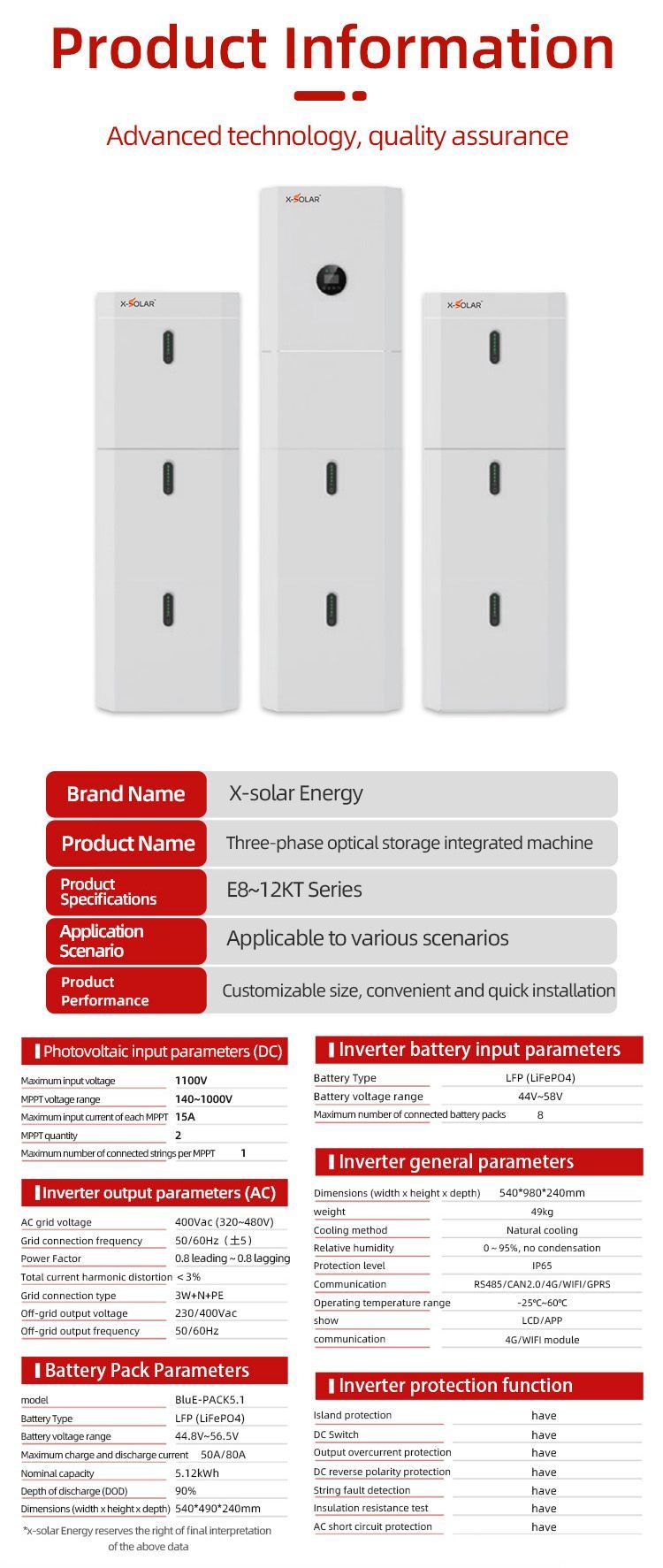 Domastic Home Use Three Phase Inverter and Battery Together Fo Solar Panel