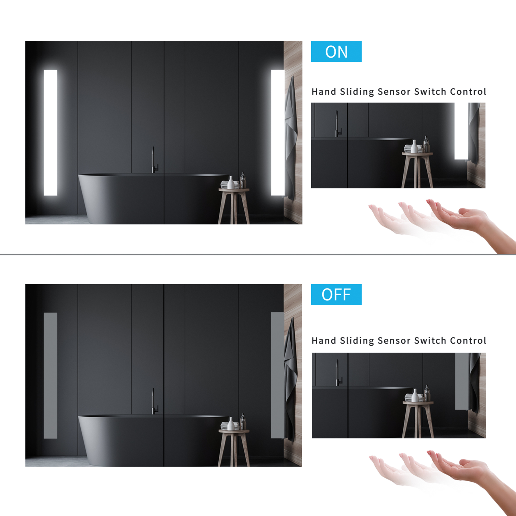 Wall Mounting Round LED Mirror Cabinet Customizable Adjustable Lighting