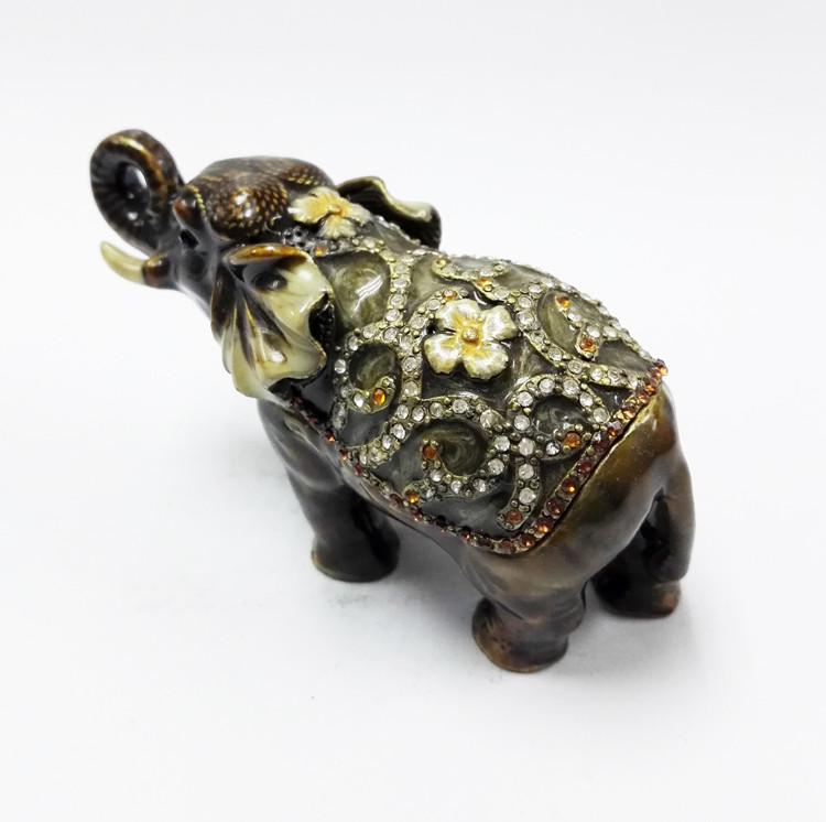 Indian elephant shape metal enamel jewelry gift boxes for necklaces