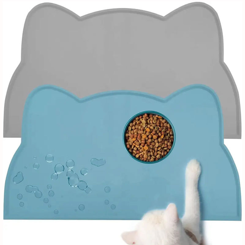 Silicone Pet Food Mat For Floor Waterproof Non Slip Pet Feeding Mat Raised Edge Cat Bowl Mat Travel Easy ToTake PlaceMat