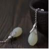 Buy cheap Women Retro 925 Sterling Silver Natural Jade Drop Earrings(TRS30811) from wholesalers