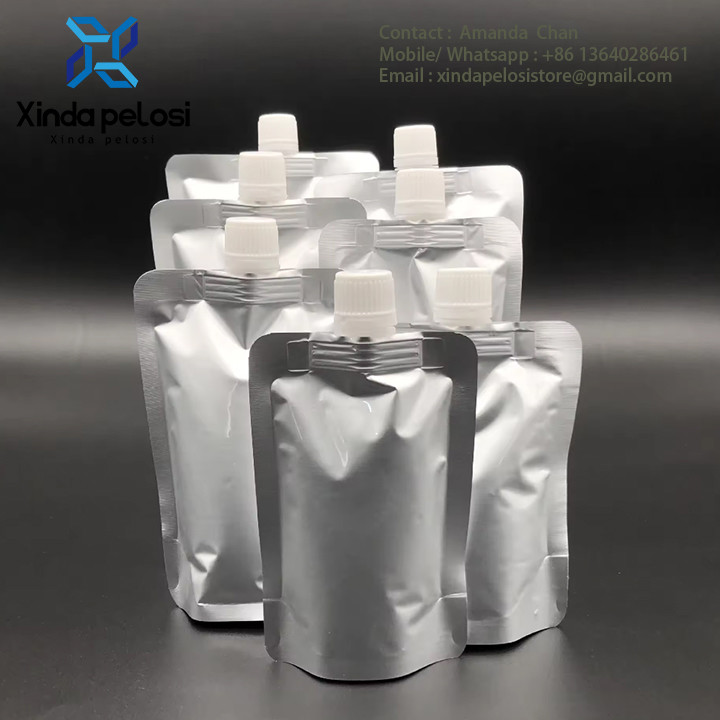 Custom Logo Printed Stand Up Aluminum Foil Pouch Packaging Bag Plastic Pouch With Spout For Fruit Juice