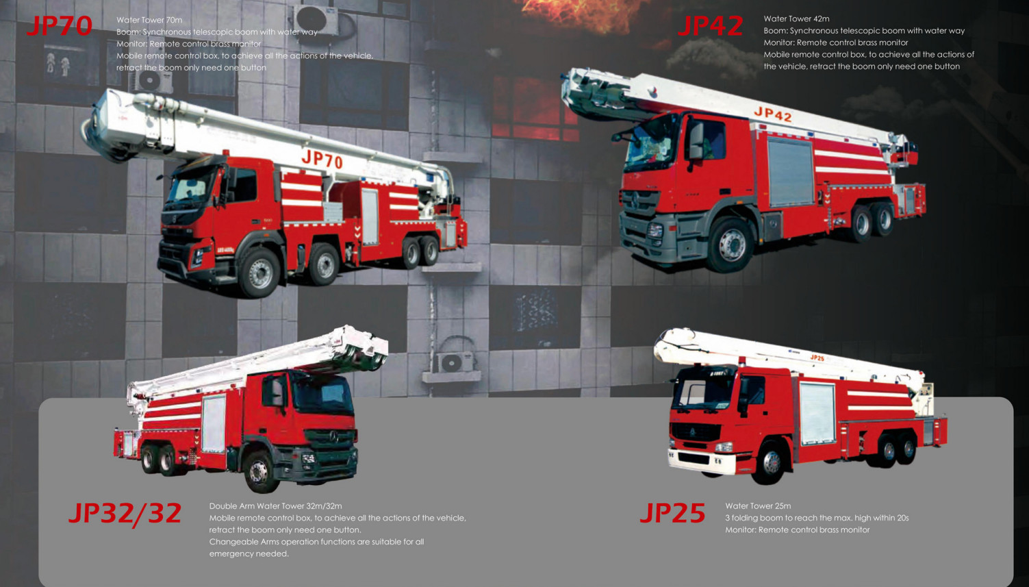25M Height 4000L Foam and 18550L Water Water Tower Ladder Fire Truck 6×4 Driving