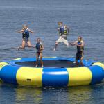Yellow Inflatable Water Park Toys / Outdoor Inflatable Water Trampoline 5.2*5.2